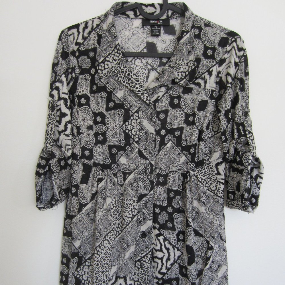 Black and White Blouse